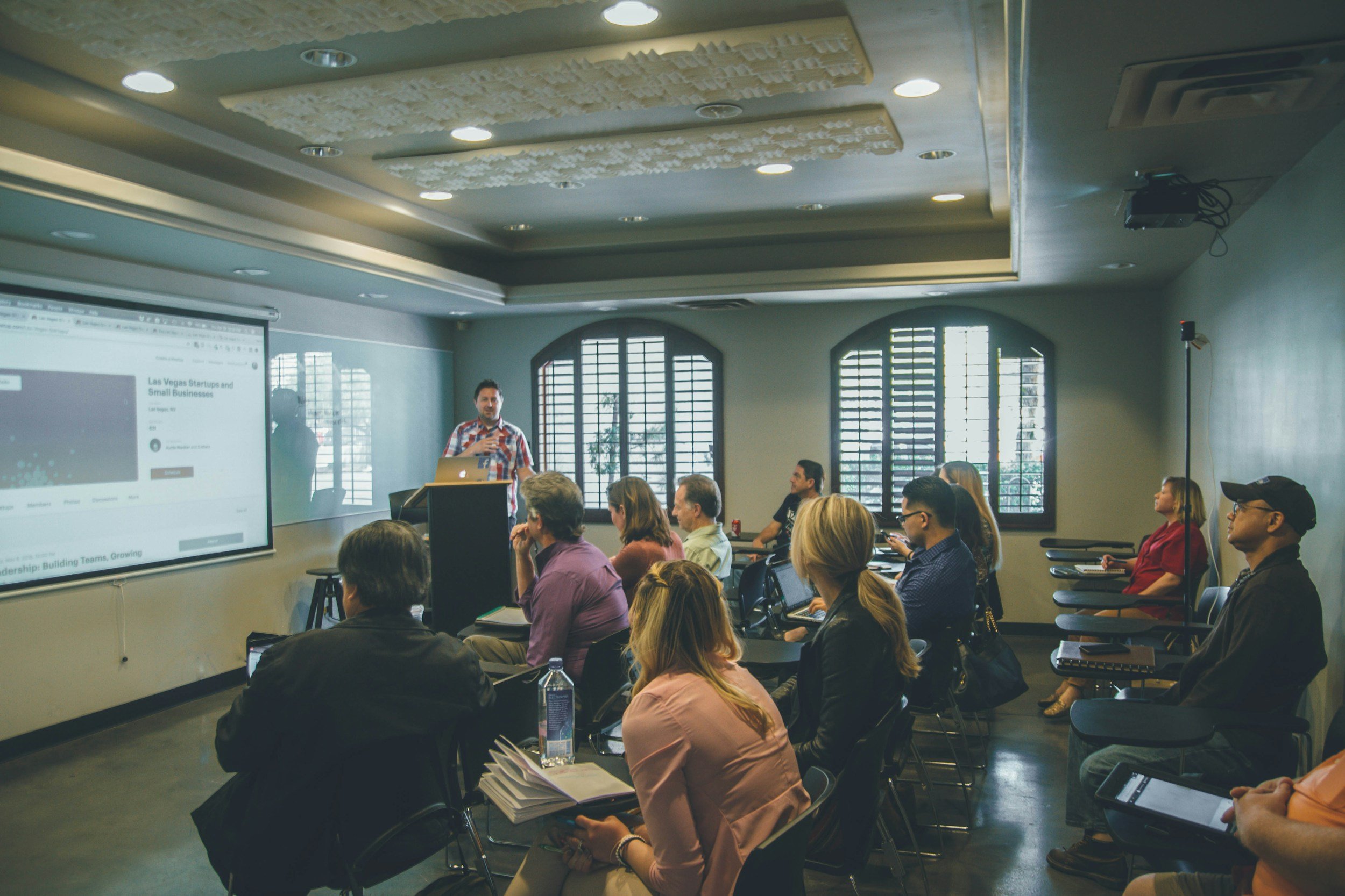 Instructor presenting to a food safety class